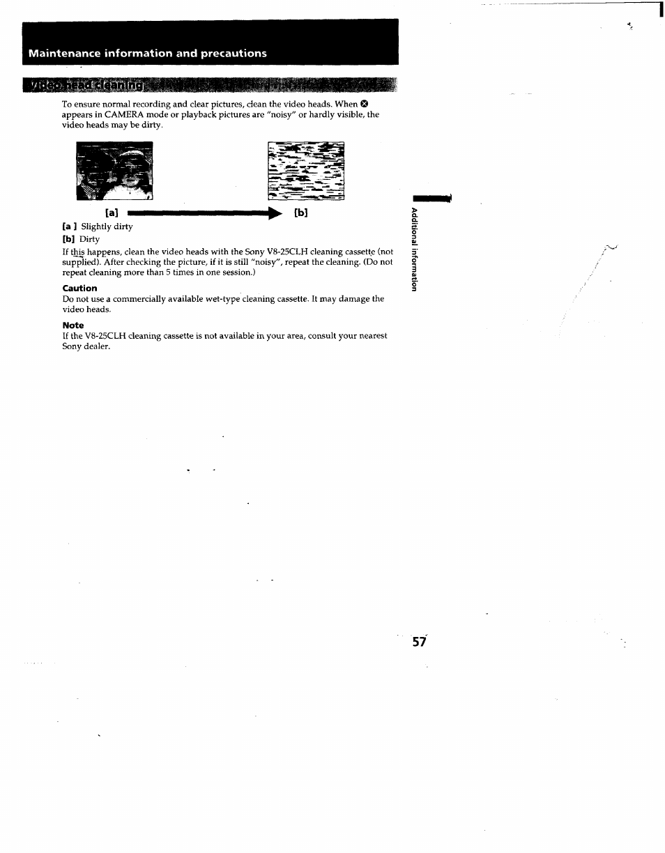 Caution, Note | Sony CCD-TRV53 User Manual | Page 57 / 76