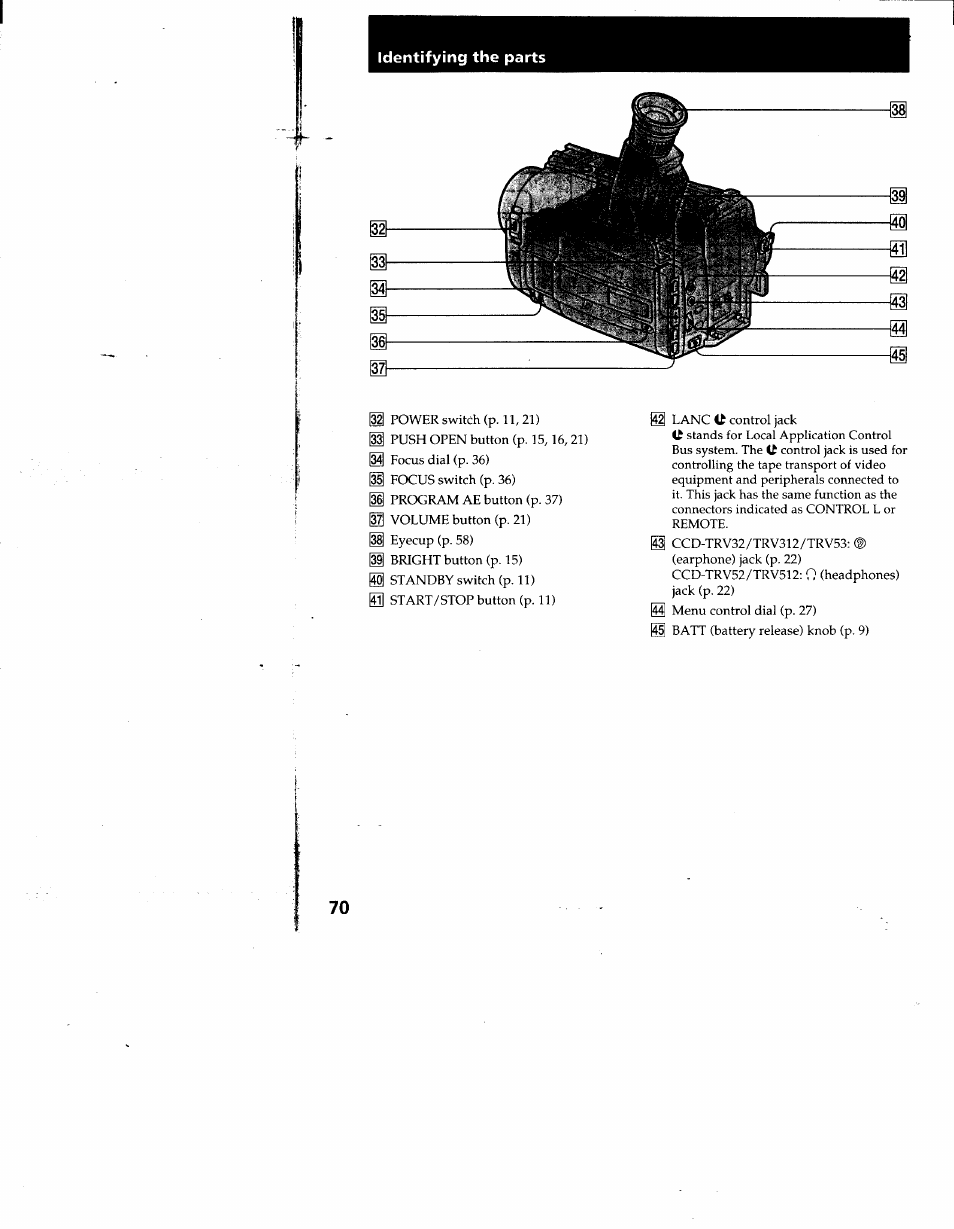 Sony CCD-TRV53 User Manual | Page 70 / 76