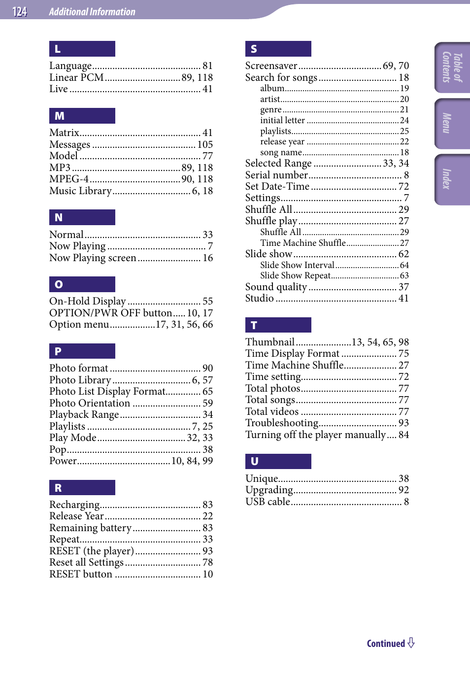 Sony NWZ-A818BLK User Manual | Page 124 / 125