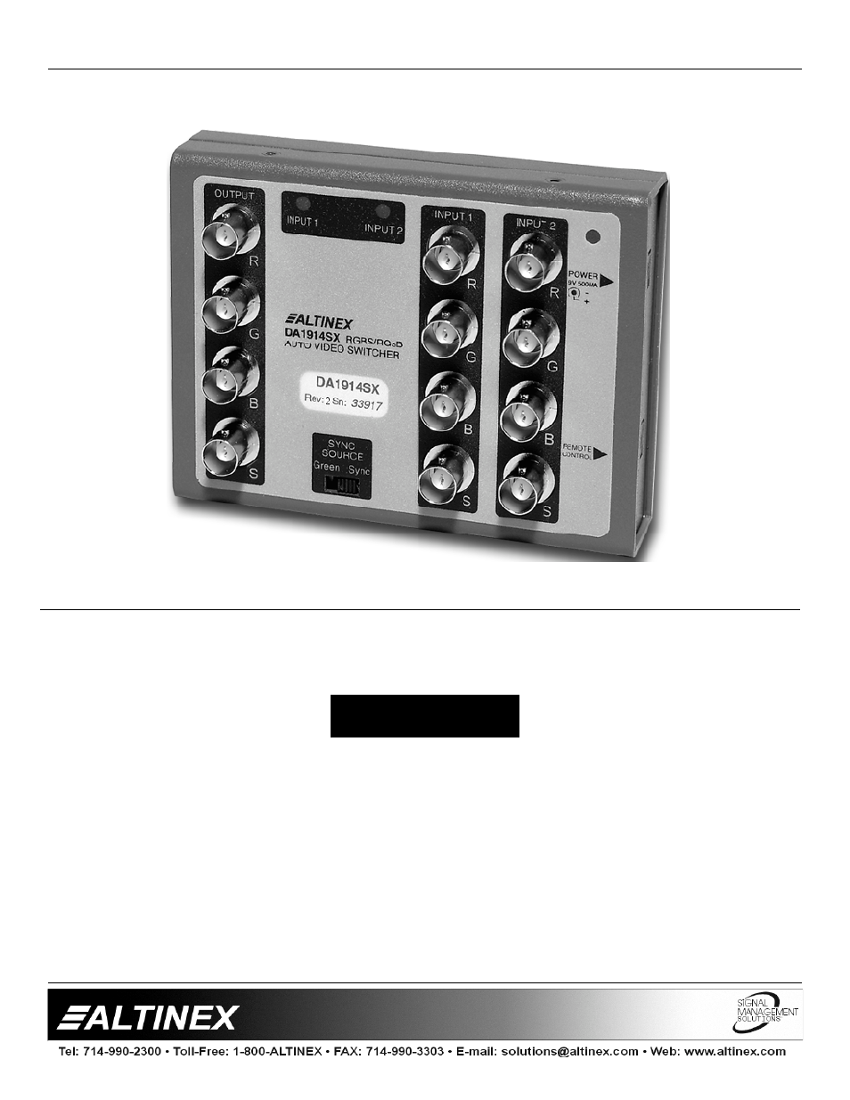 Altinex DA1914SX User Manual | 9 pages