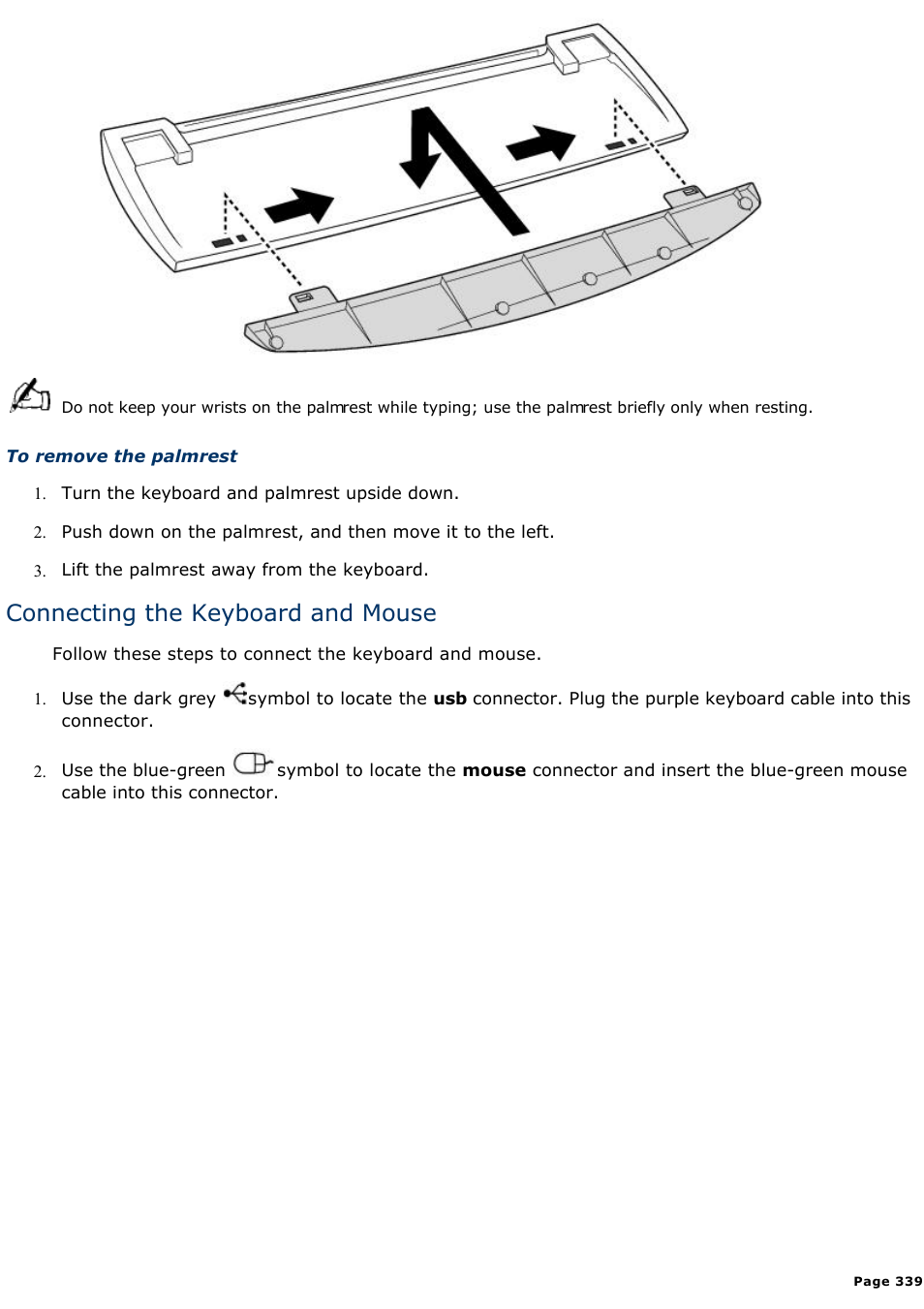 Connecting the keyboard and mouse | Sony PCV-E302DS User Manual | Page 339 / 1141