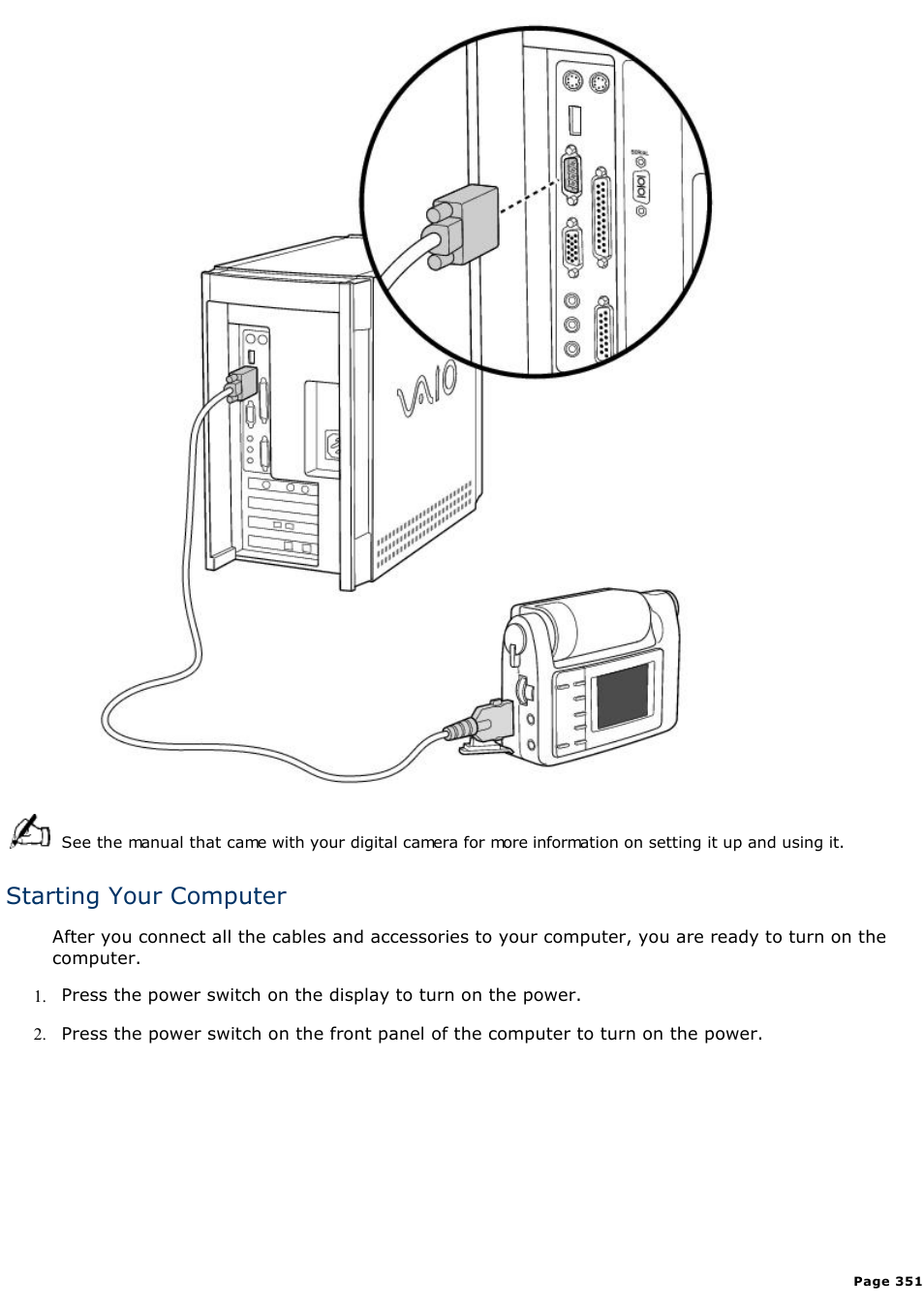 Starting your computer | Sony PCV-E302DS User Manual | Page 351 / 1141