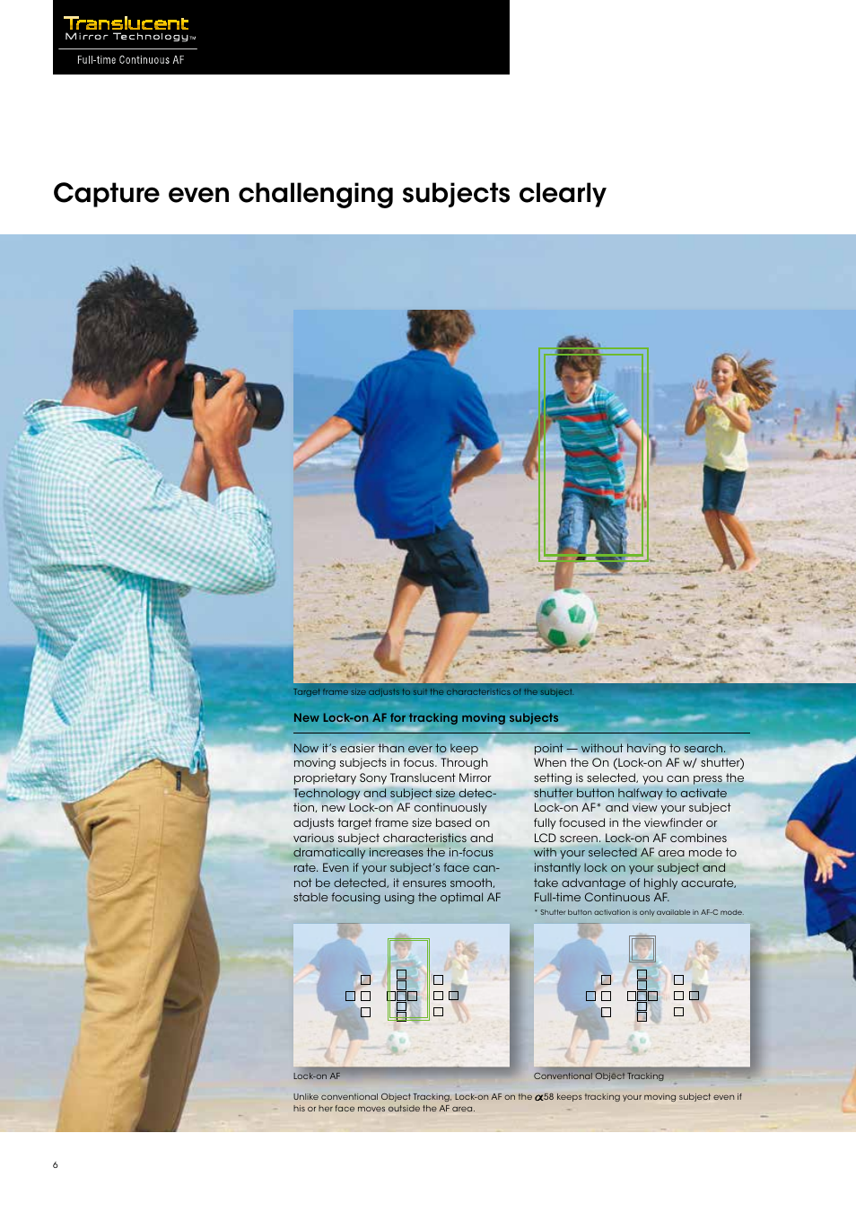 Capture even challenging subjects clearly | Sony SLT-A58 User Manual | Page 6 / 16