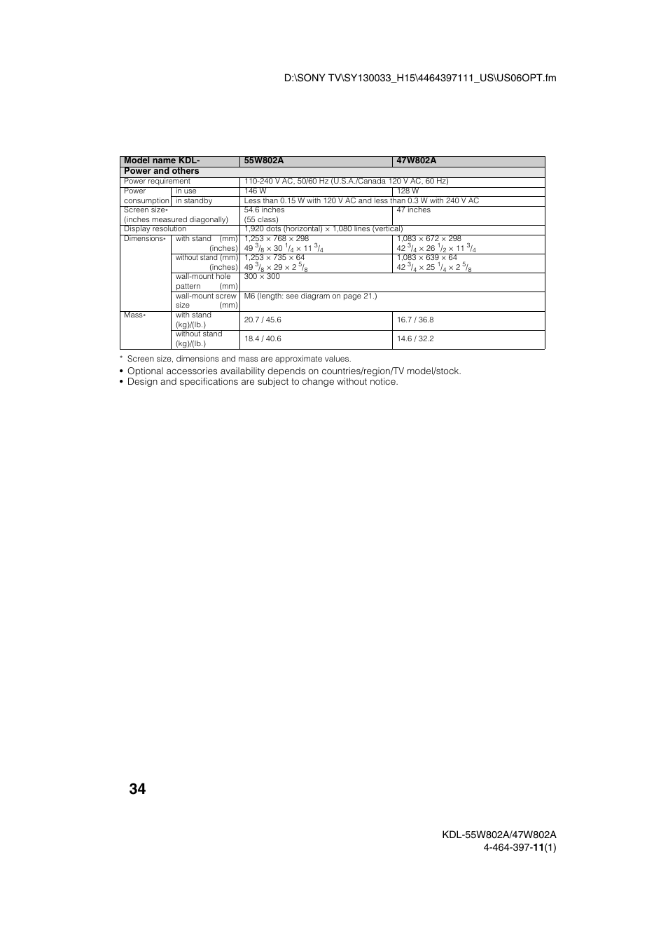 Sony KDL-47W802A User Manual | Page 34 / 36