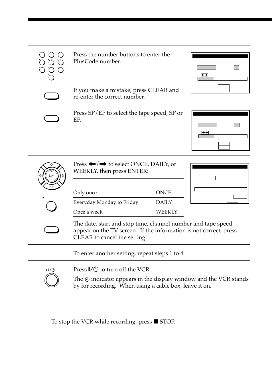 Press sp/ep to select the tape speed, sp or ep | Sony SLV-M11HF User Manual | Page 14 / 76
