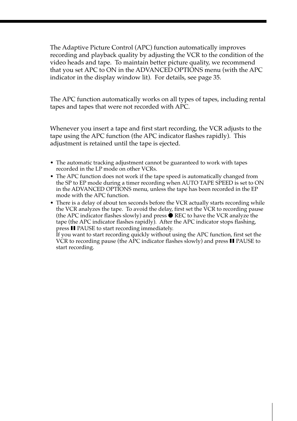 About the adaptive picture control (apc) function | Sony SLV-M11HF User Manual | Page 33 / 76