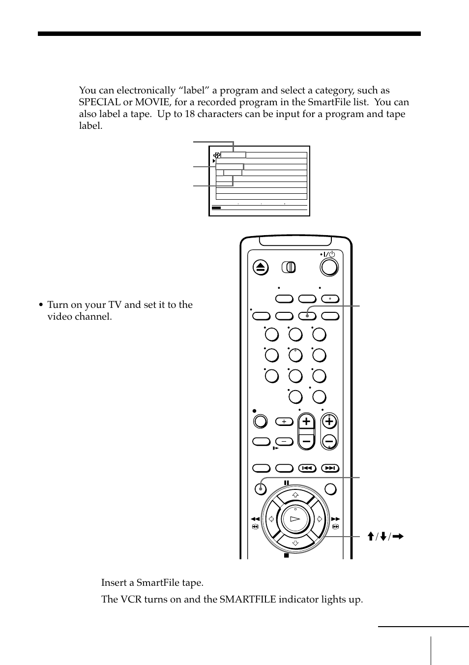 Labeling a recorded program and tape | Sony SLV-M11HF User Manual | Page 53 / 76