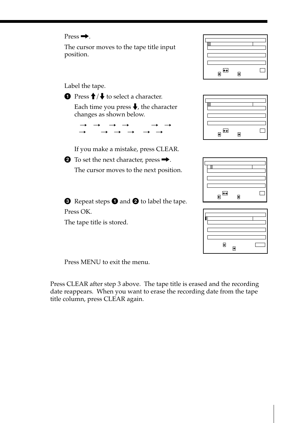 Press ok. the tape title is stored, Smartfile function | Sony SLV-M11HF User Manual | Page 57 / 76