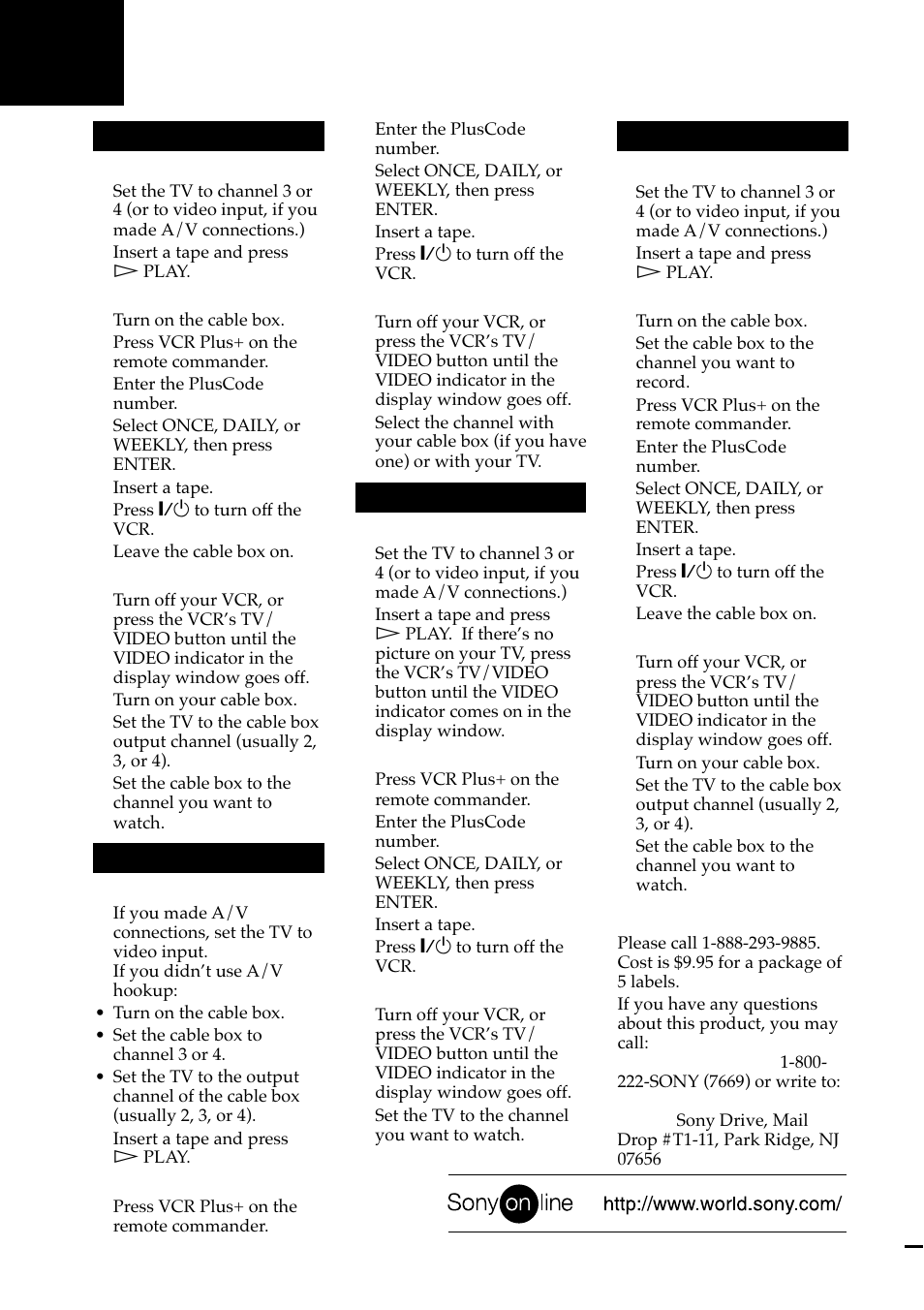 Quick reference to using the vcr, Back cover, Uick reference to using the vcr | Hookup 3, Hookup 1, Hookup 2, Hookup 4 | Sony SLV-M11HF User Manual | Page 76 / 76