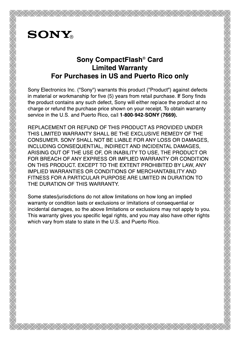 Sony NCF-D2G User Manual | 1 page