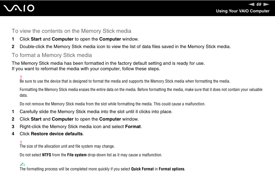 Sony VGX-TP20EB User Manual | Page 69 / 175