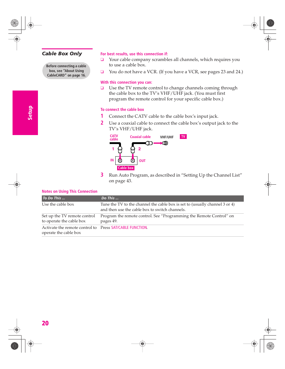 Cable box only | Sony KD-32XS945 User Manual | Page 21 / 107