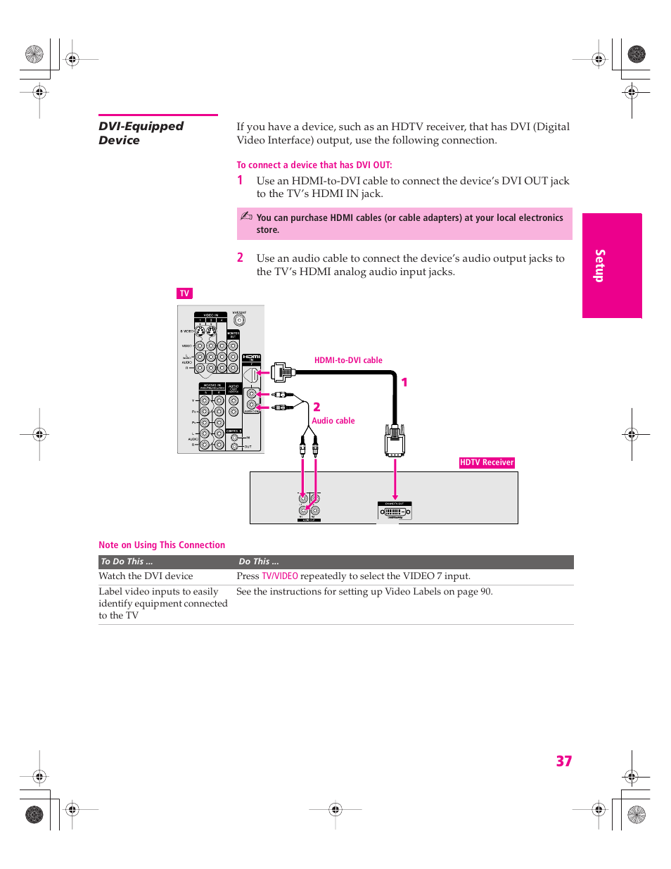 Dvi-equipped device | Sony KD-32XS945 User Manual | Page 38 / 107