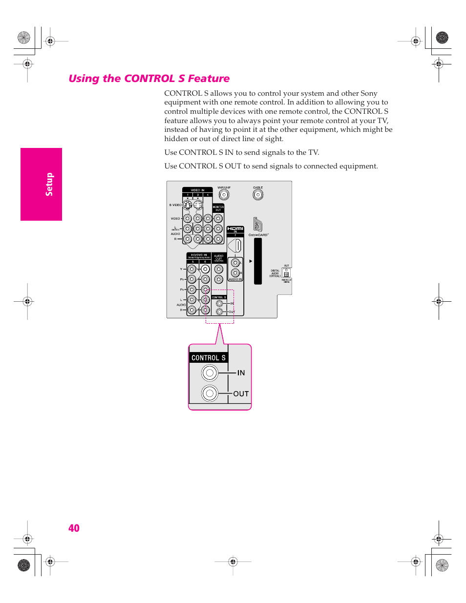 Using the control s feature | Sony KD-32XS945 User Manual | Page 41 / 107