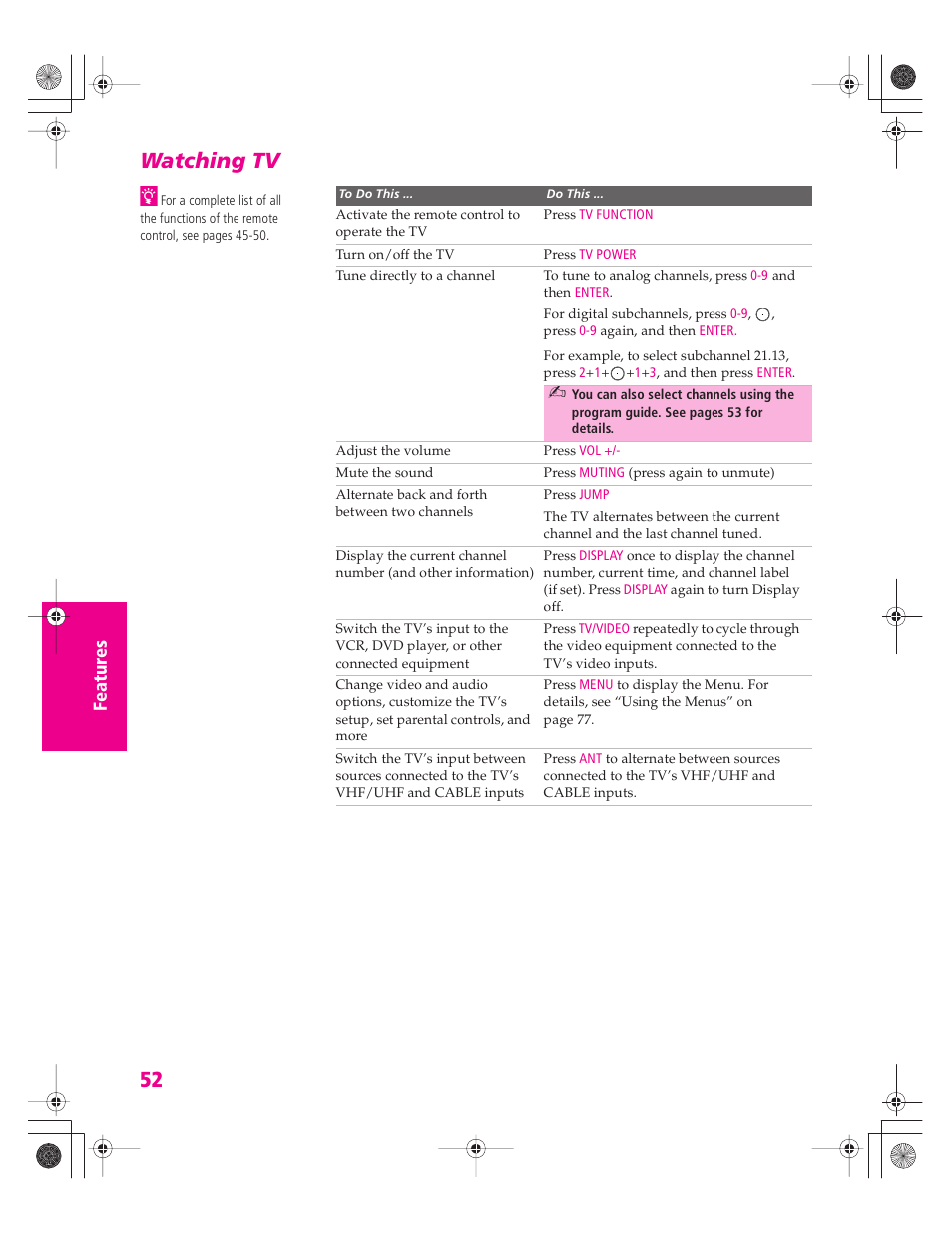 Watching tv | Sony KD-32XS945 User Manual | Page 53 / 107