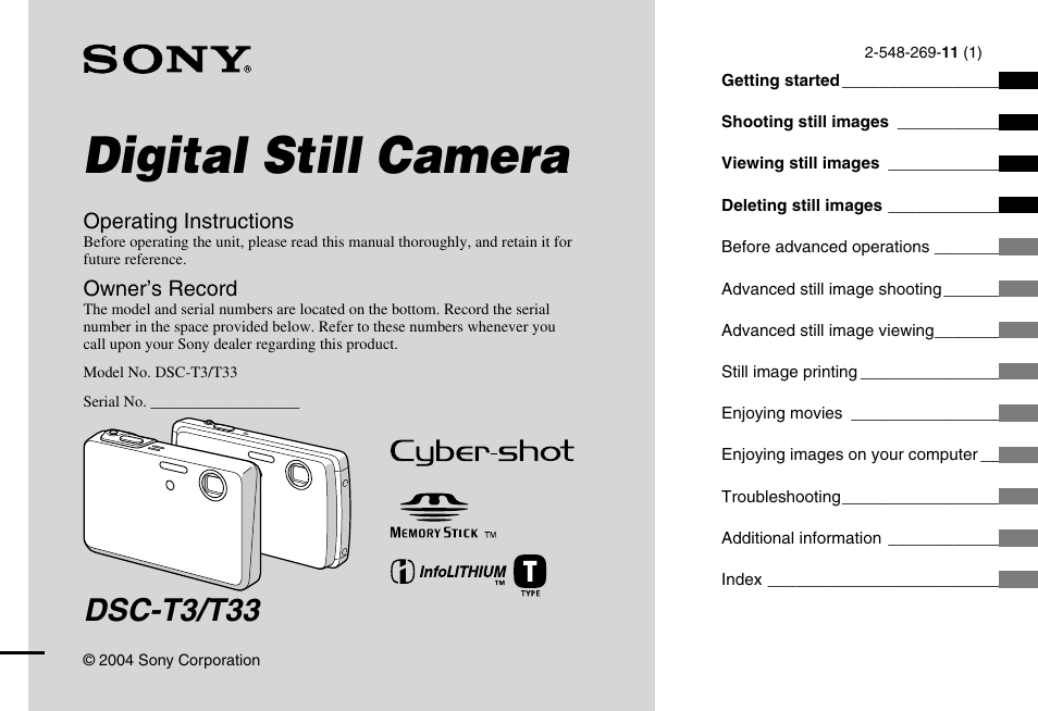 Sony DSC-T33 User Manual | 144 pages