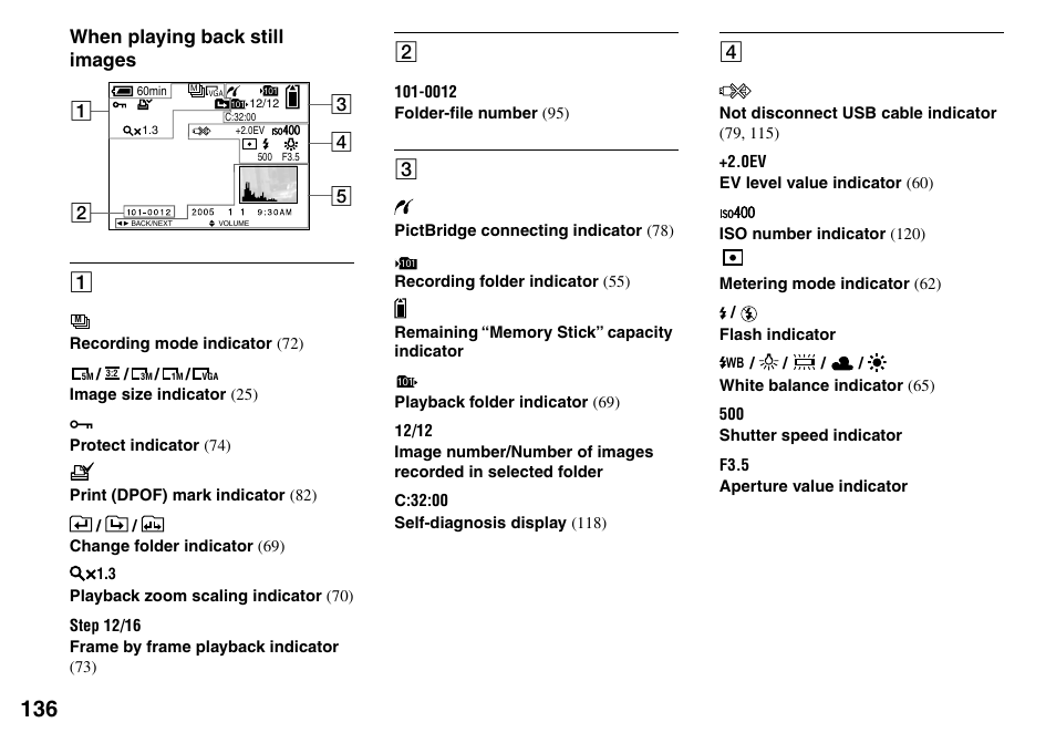 When playing back still images | Sony DSC-T33 User Manual | Page 136 / 144