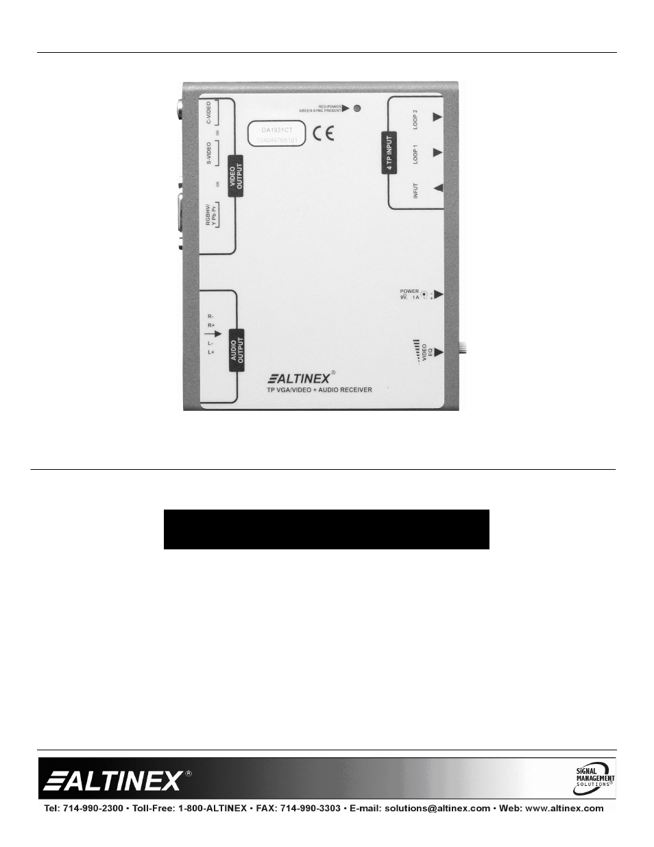 Altinex DA1931CT User Manual | 12 pages