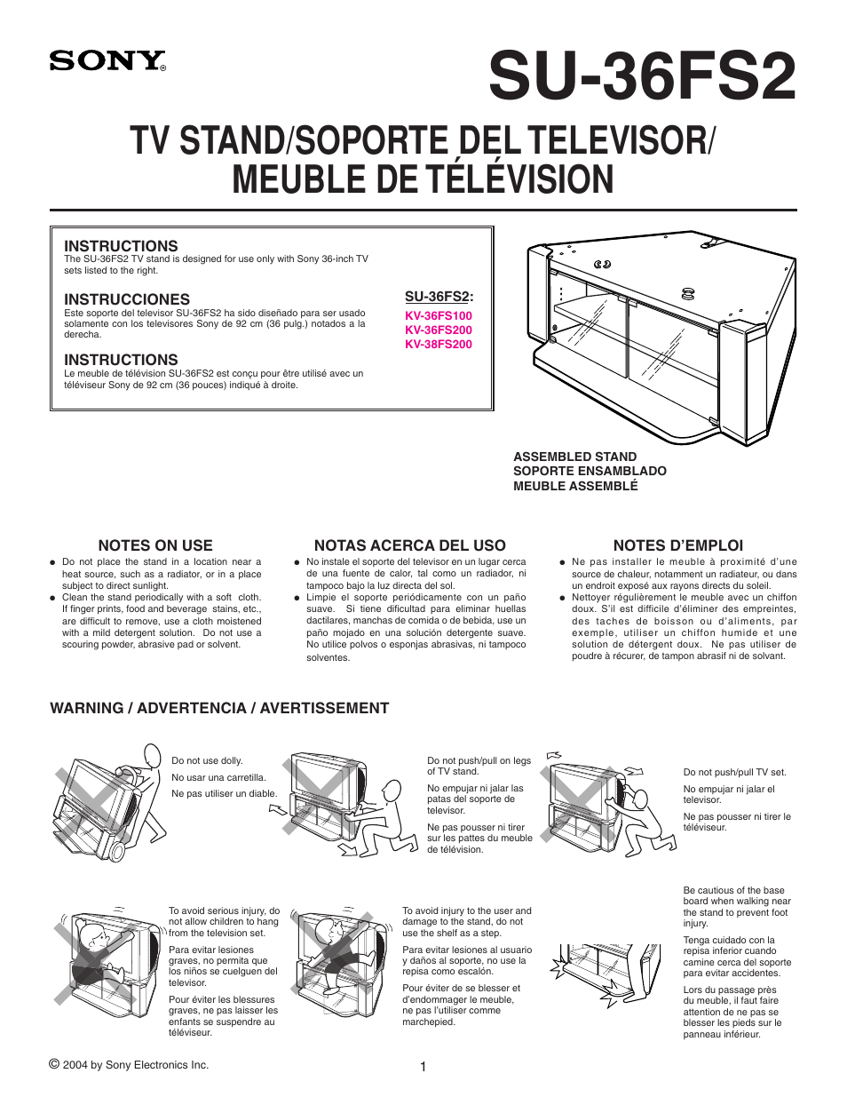 Sony KV-36FS200 User Manual | 12 pages