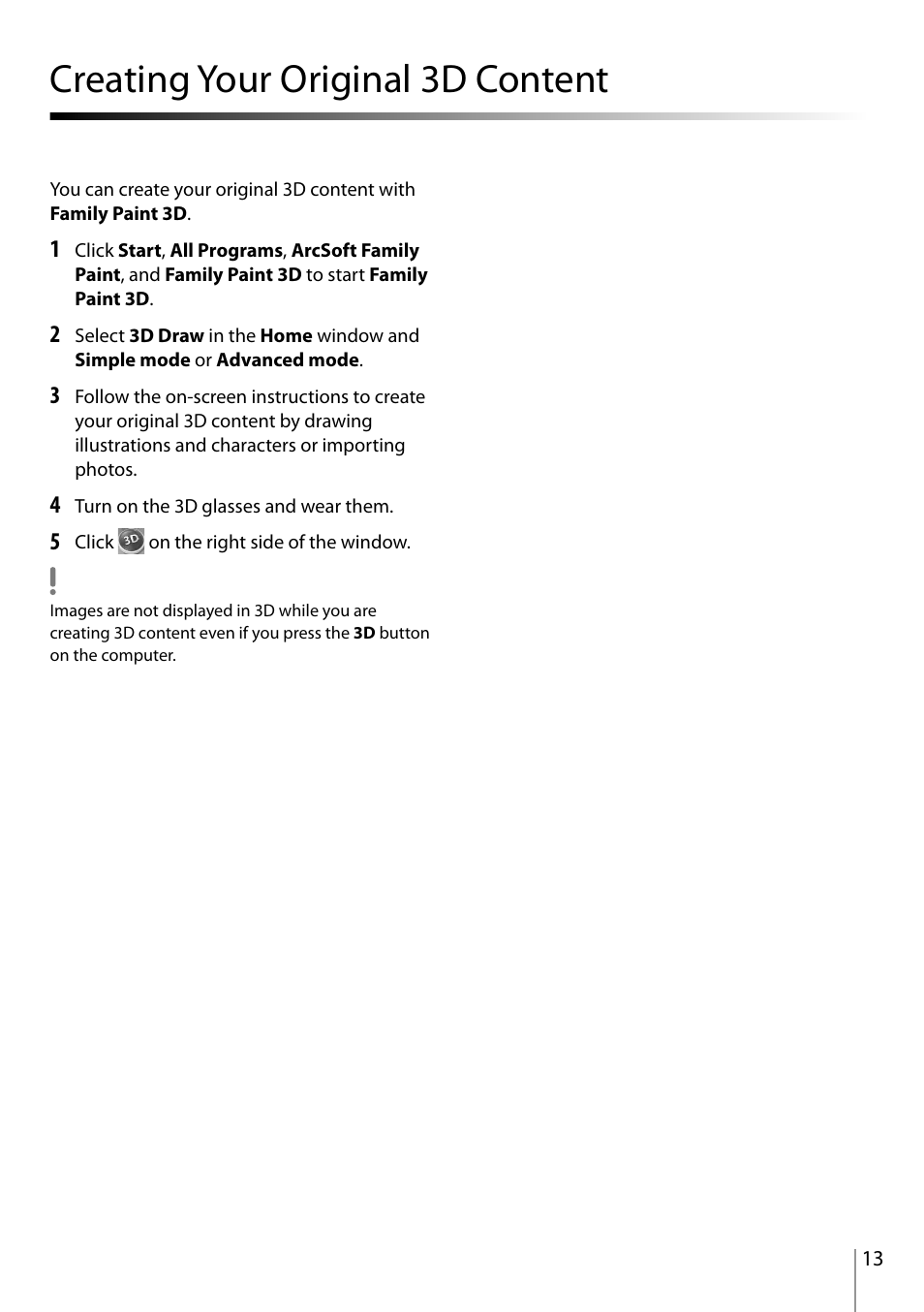 Creating your original 3d content | Sony VPCL23CFX User Manual | Page 13 / 20