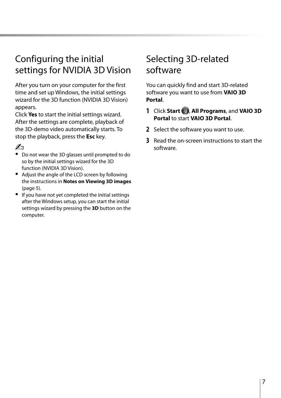 Selecting 3d-related software | Sony VPCL23CFX User Manual | Page 7 / 20