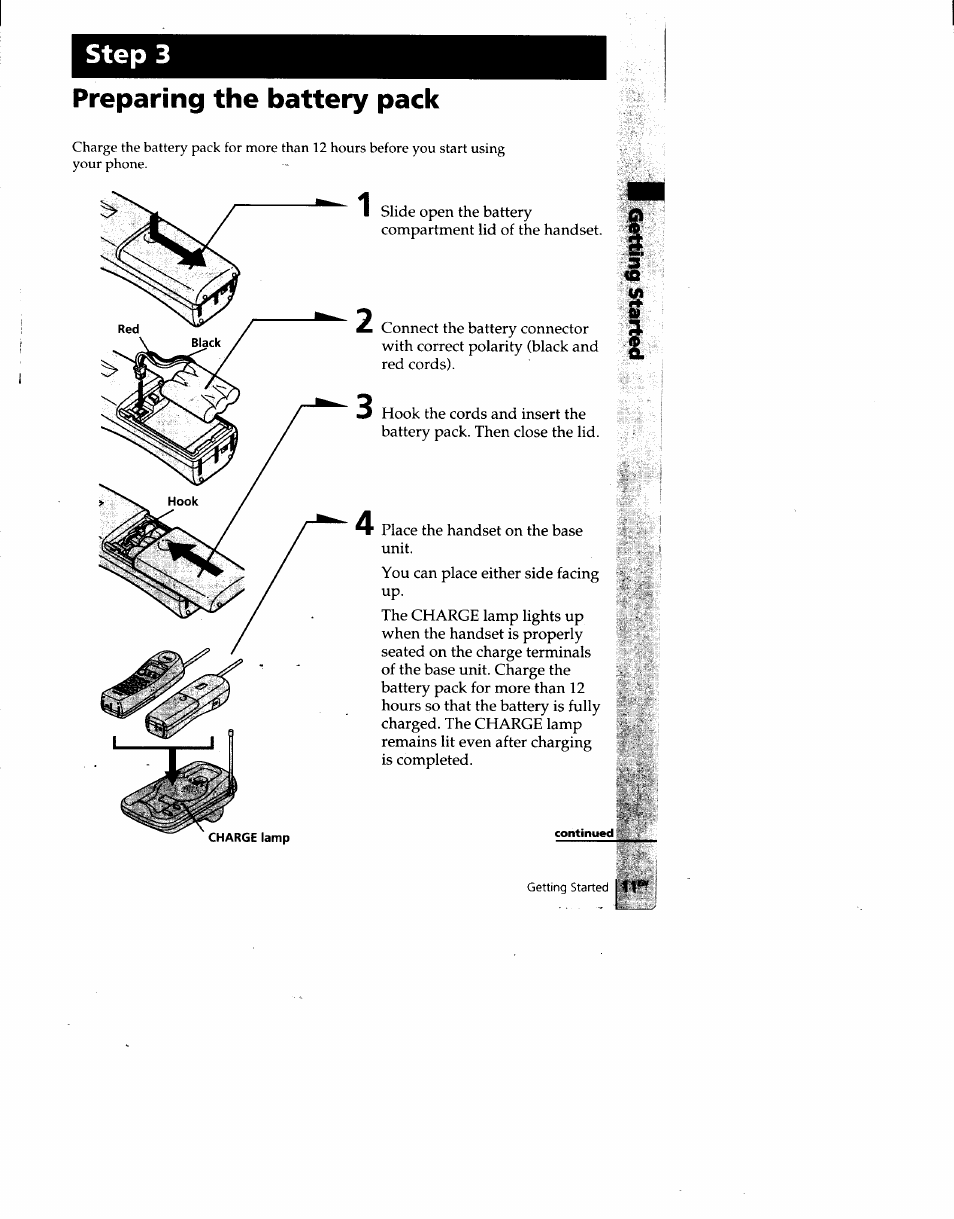 Preparing the battery pack, Step 3 | Sony SPP-SS960 User Manual | Page 11 / 71