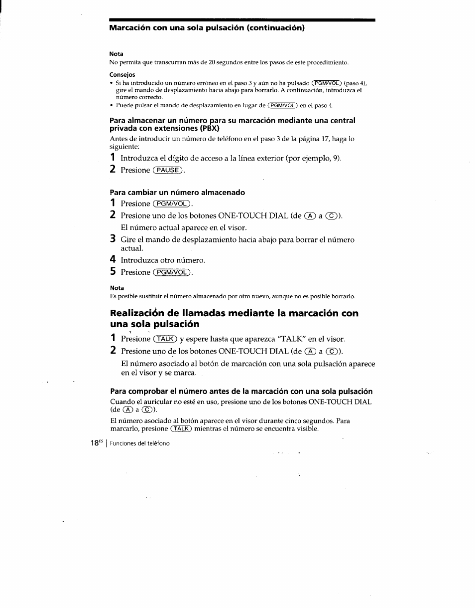 Para cambiar un número almacenado | Sony SPP-SS960 User Manual | Page 53 / 71