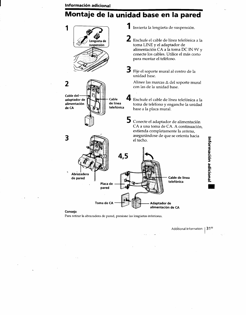 Montaje de la unidad base en la pared | Sony SPP-SS960 User Manual | Page 66 / 71