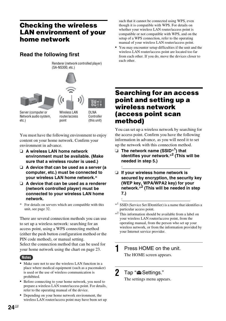 Access point scan method), Read the following first | Sony RM-NU1 User Manual | Page 24 / 98