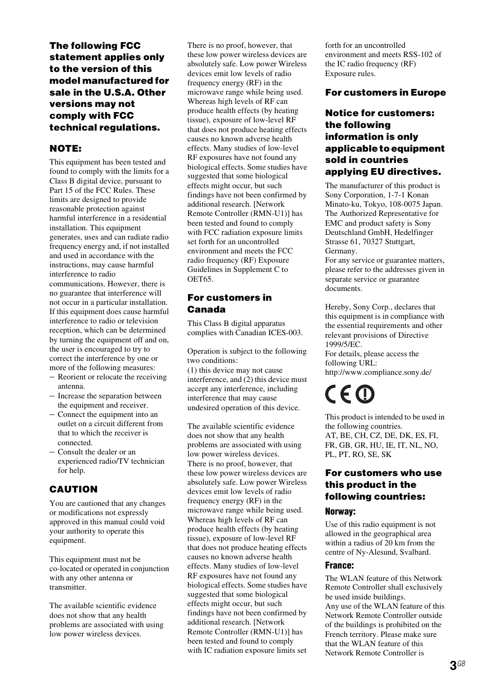 Sony RM-NU1 User Manual | Page 3 / 98