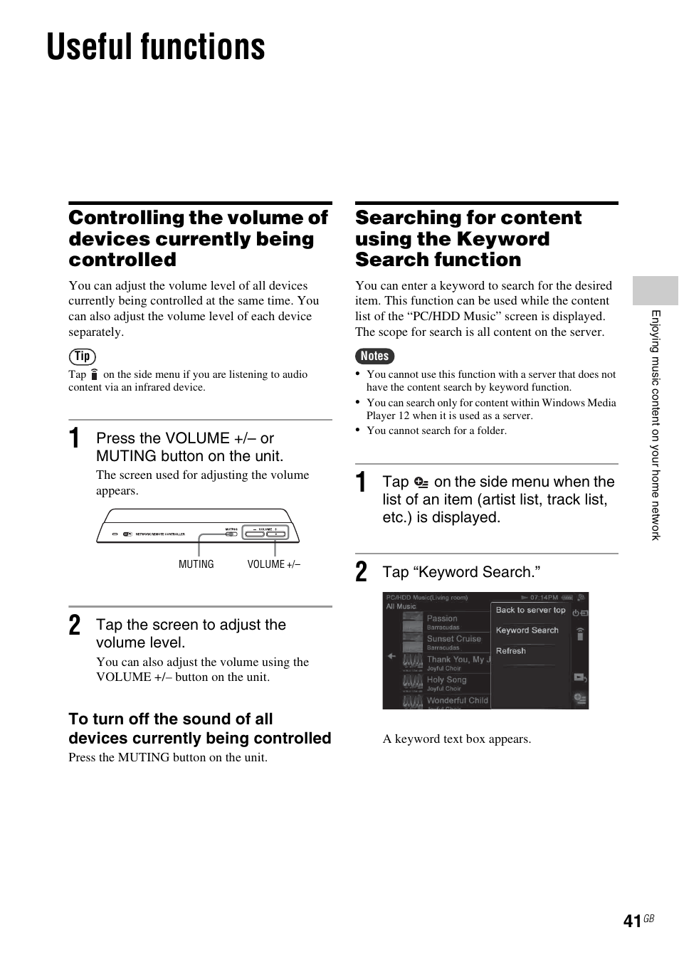 Useful functions | Sony RM-NU1 User Manual | Page 41 / 98