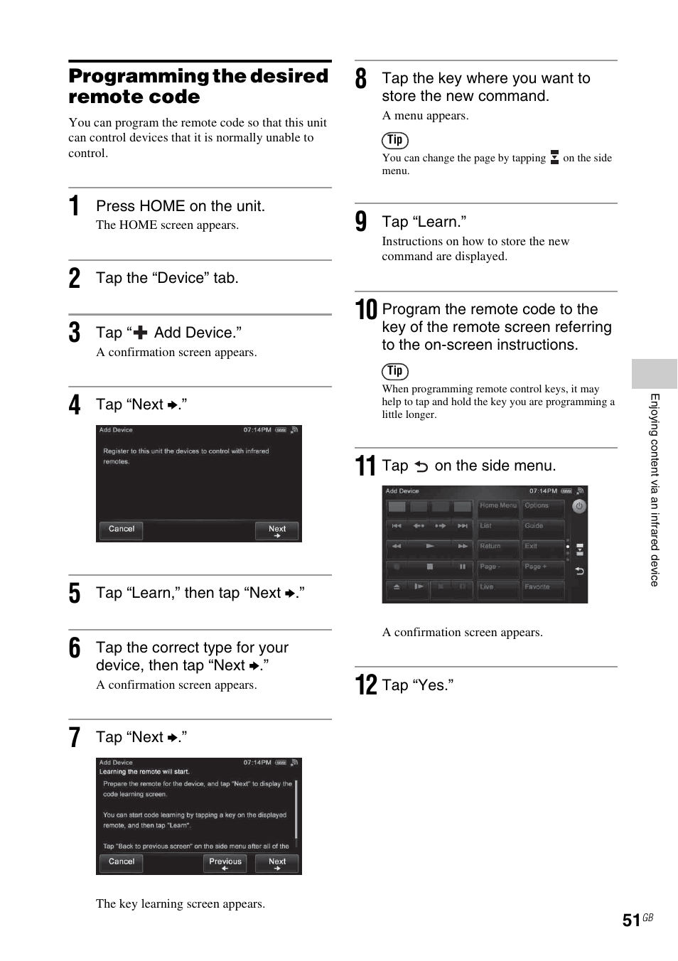 Programming the desired remote code | Sony RM-NU1 User Manual | Page 51 / 98