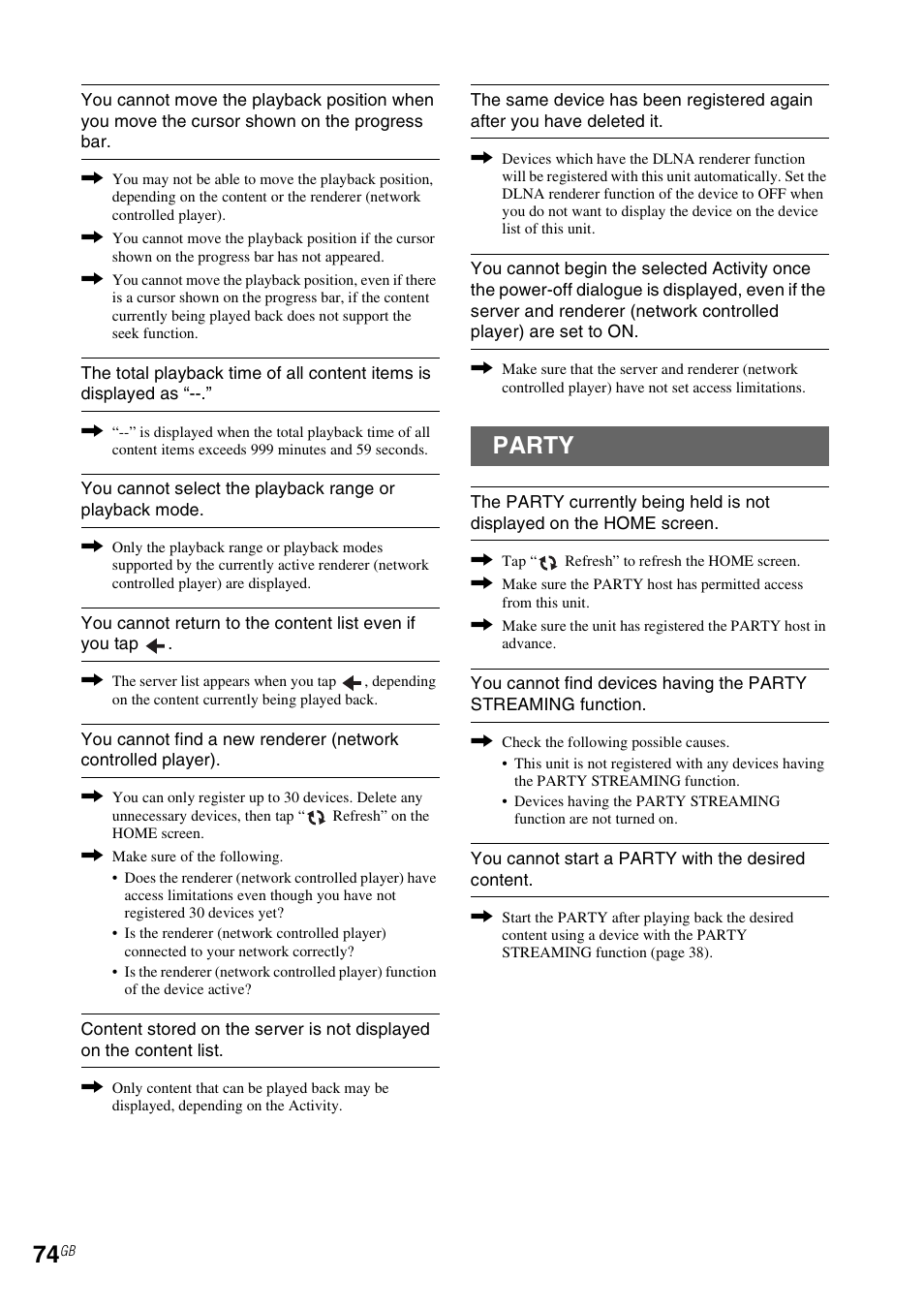Party | Sony RM-NU1 User Manual | Page 74 / 98