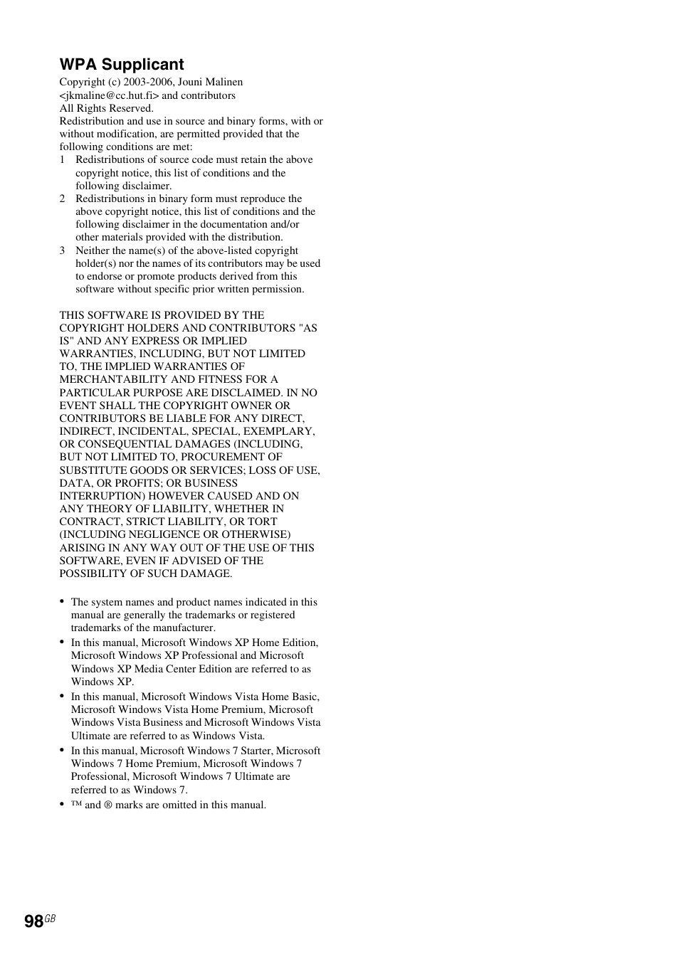 Wpa supplicant | Sony RM-NU1 User Manual | Page 98 / 98