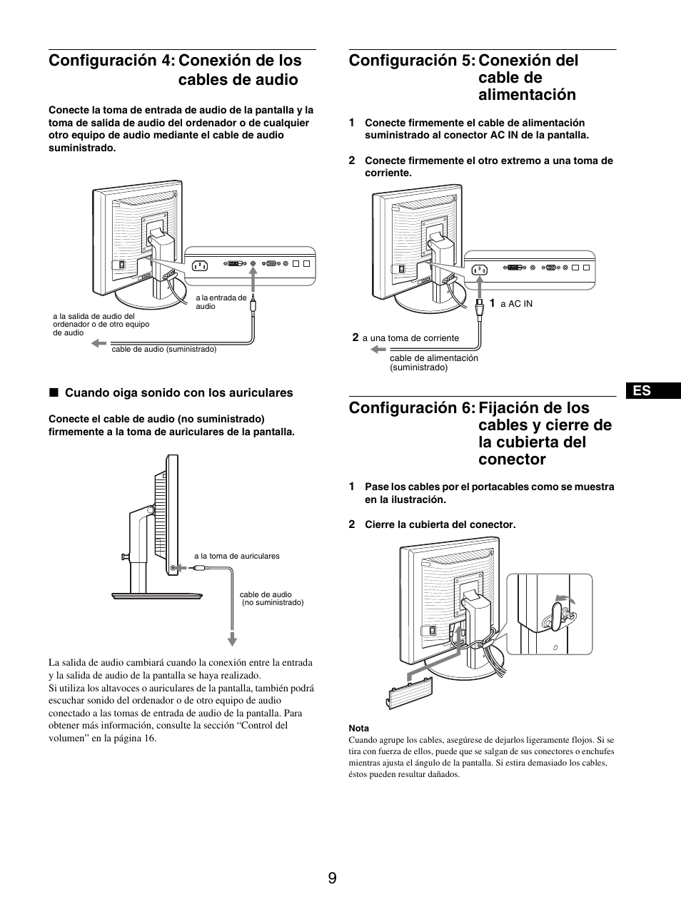 Configuración 4: conexión de los cables de audio, Conector | Sony SDM-X95FB User Manual | Page 105 / 385