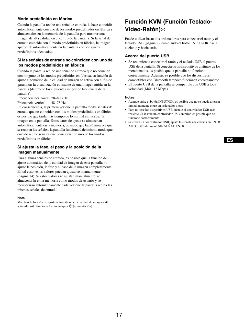 Función kvm (función teclado- vídeo-ratón), Función kvm (función teclado-vídeo-ratón) | Sony SDM-X95FB User Manual | Page 113 / 385