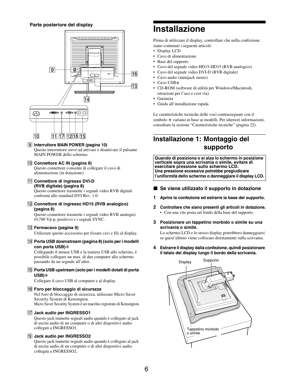 Installazione, Installazione 1: montaggio del supporto | Sony SDM-X95FB User Manual | Page 127 / 385