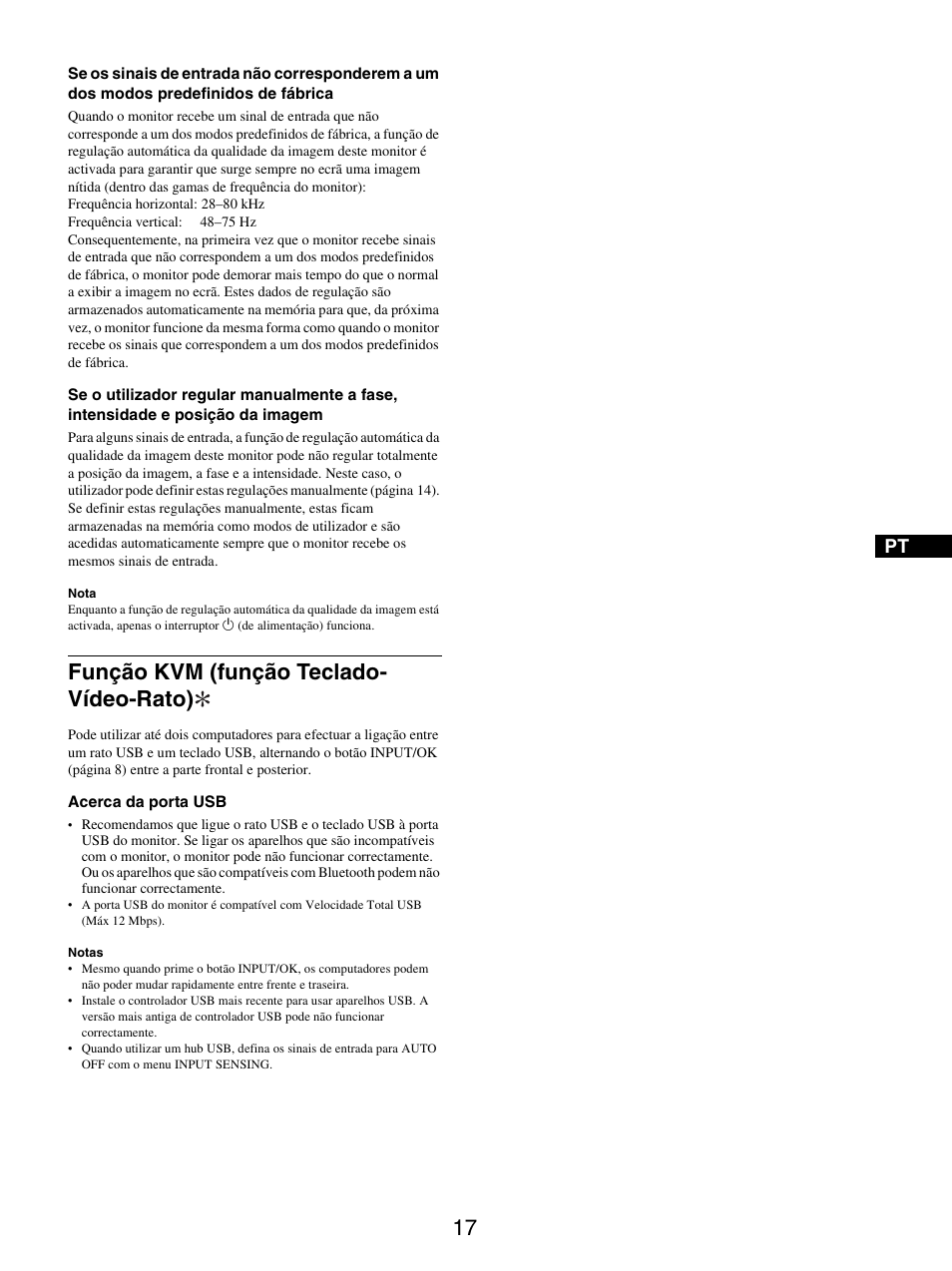 Função kvm (função teclado- vídeo-rato), Função kvm (função teclado-vídeo-rato) | Sony SDM-X95FB User Manual | Page 162 / 385