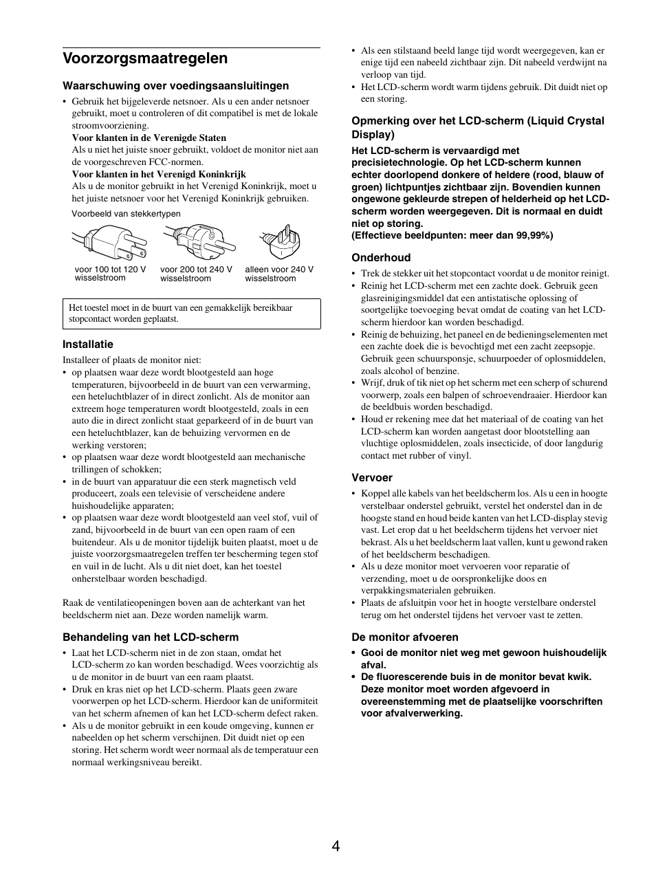 Voorzorgsmaatregelen, 4voorzorgsmaatregelen | Sony SDM-X95FB User Manual | Page 221 / 385