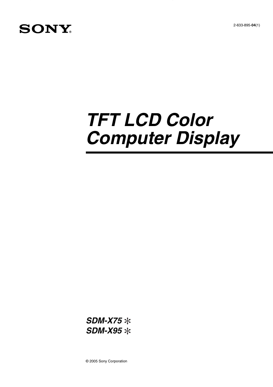 Tft lcd color computer display, Sdm-x75 sdm-x95 | Sony SDM-X95FB User Manual | Page 25 / 385