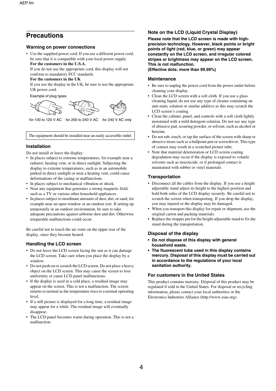 Precautions | Sony SDM-X95FB User Manual | Page 28 / 385