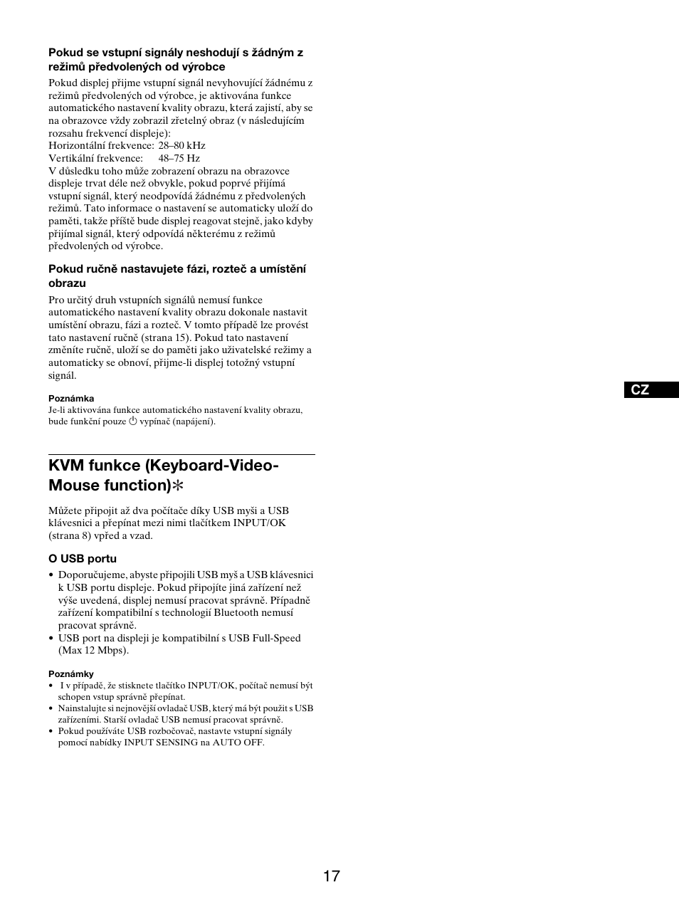 Kvm funkce (keyboard-video- mouse function), Kvm funkce (keyboard-video-mouse function) | Sony SDM-X95FB User Manual | Page 282 / 385