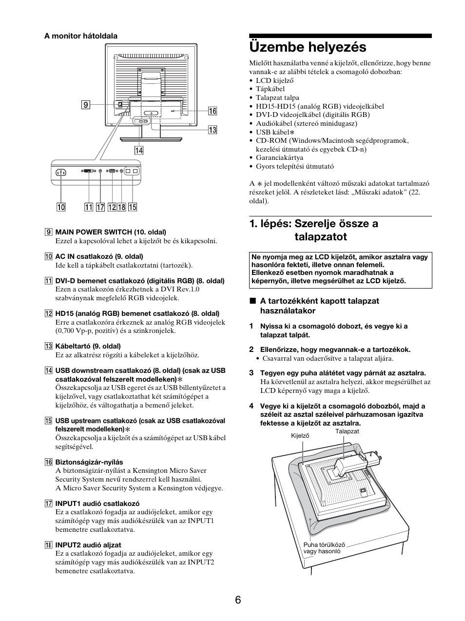 Üzembe helyezés, Lépés: szerelje össze a talapzatot | Sony SDM-X95FB User Manual | Page 295 / 385