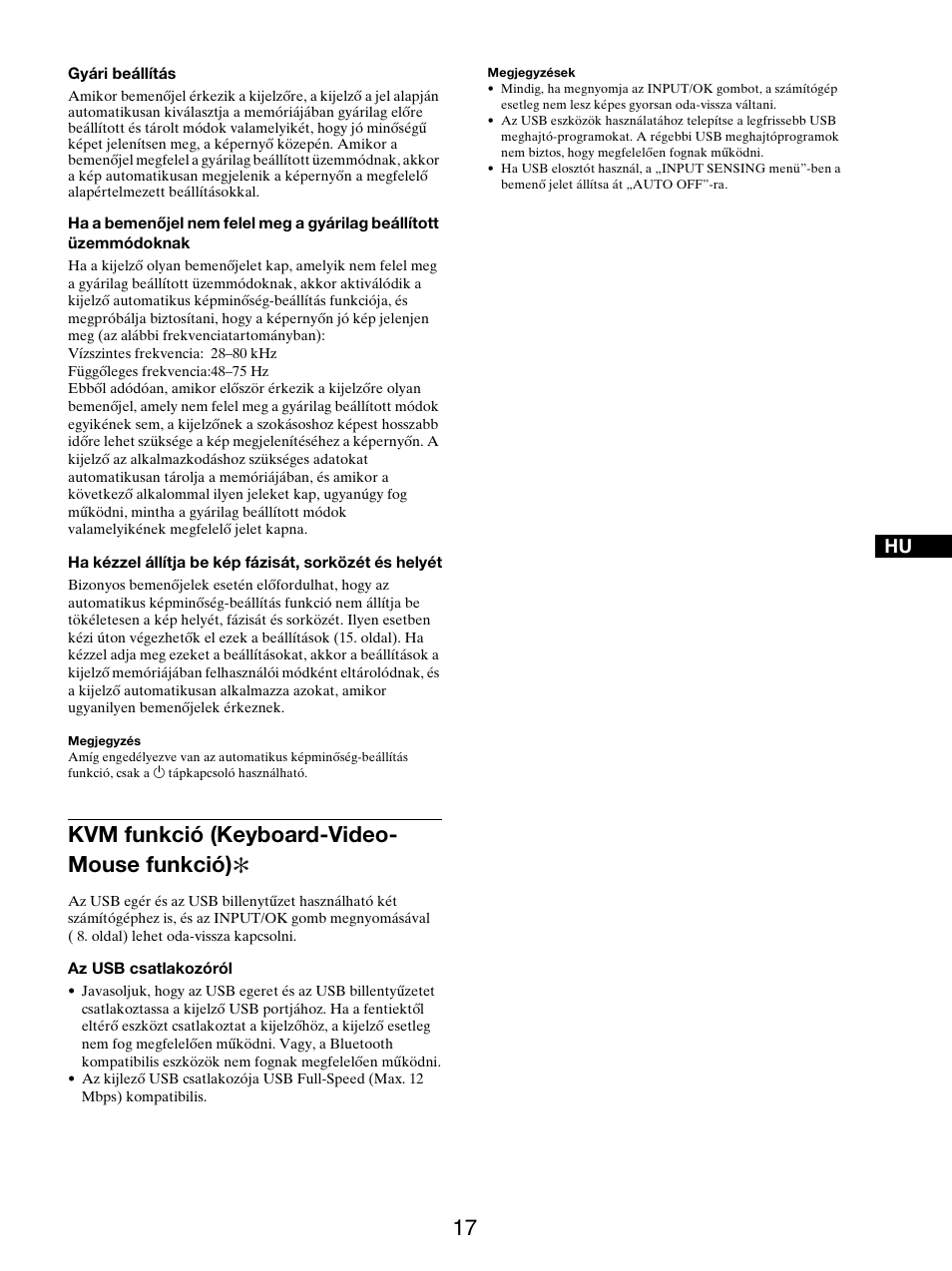 Kvm funkció (keyboard-video- mouse funkció), Kvm funkció (keyboard-video-mouse funkció) | Sony SDM-X95FB User Manual | Page 306 / 385