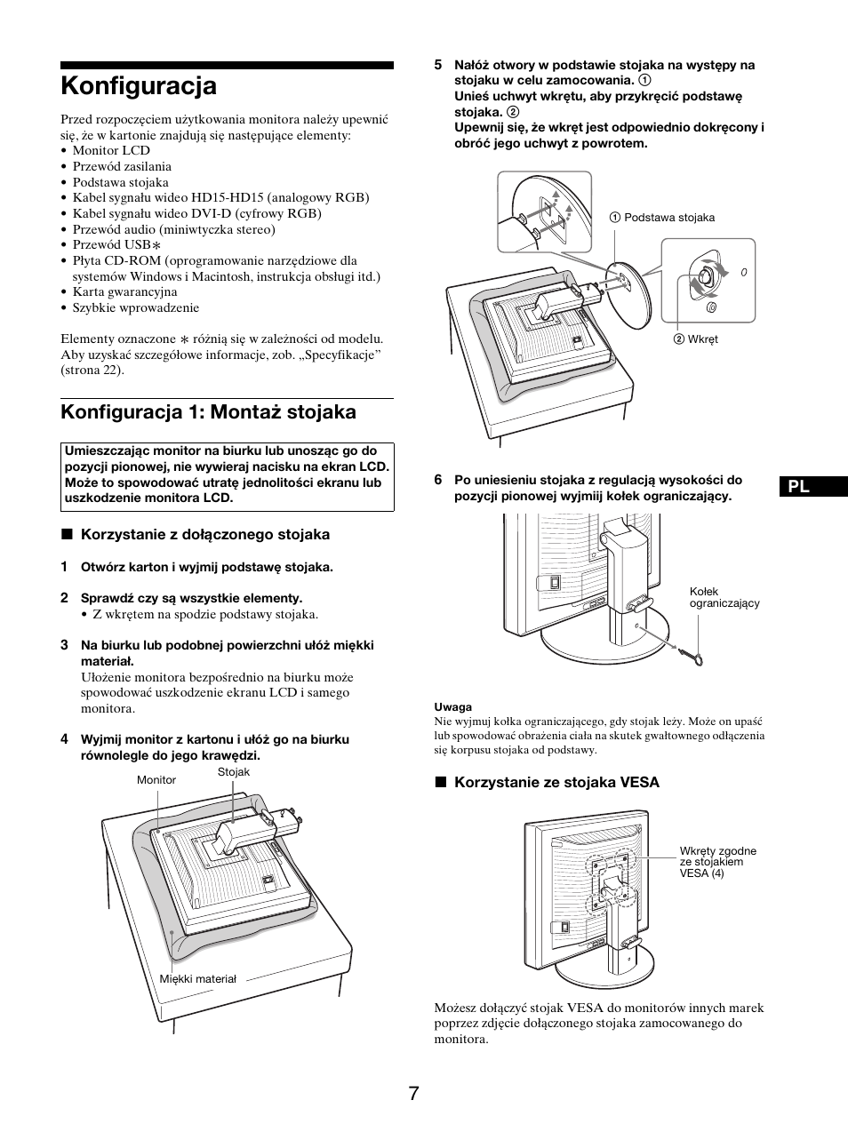 Konfiguracja, Konfiguracja 1: montaż stojaka | Sony SDM-X95FB User Manual | Page 320 / 385