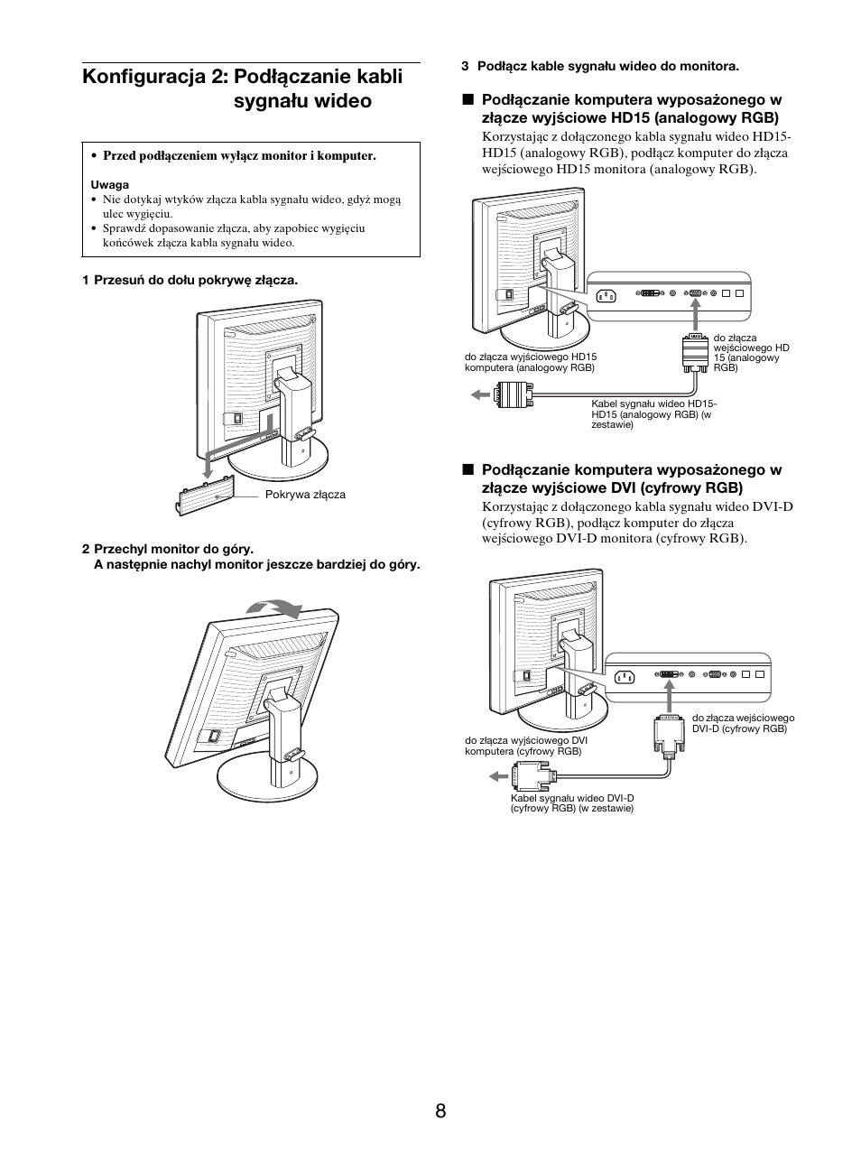 Konfiguracja 2: podłączanie kabli sygnału wideo, 8konfiguracja 2: podłączanie kabli sygnału wideo | Sony SDM-X95FB User Manual | Page 321 / 385