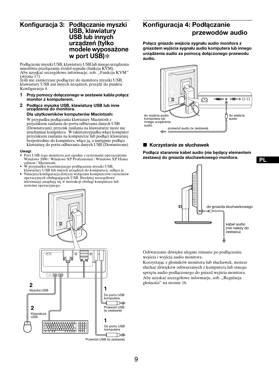 Konfiguracja 4: podłączanie przewodów audio, Urządzeń (tylko modele wyposażone w port usb) | Sony SDM-X95FB User Manual | Page 322 / 385