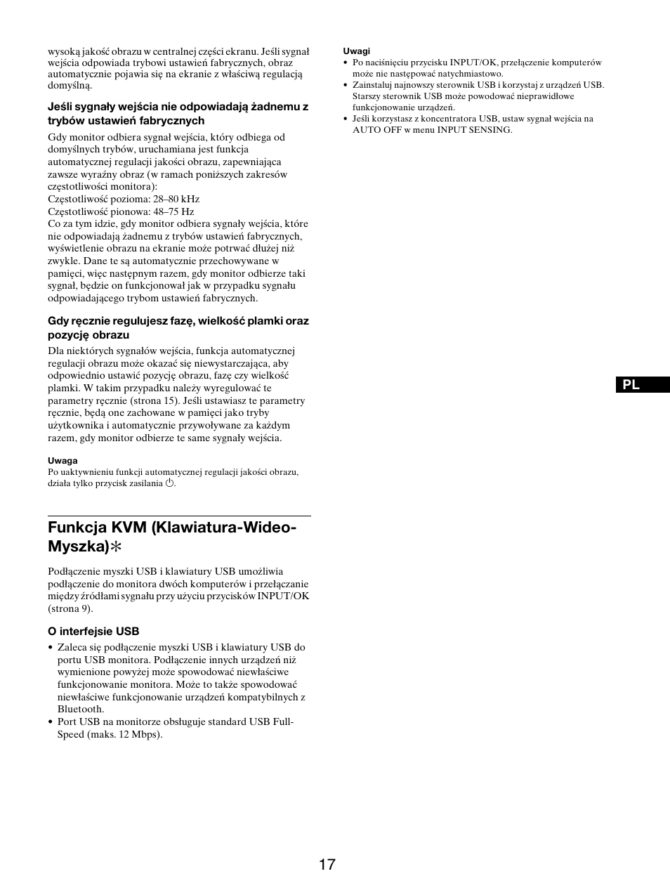 Funkcja kvm (klawiatura-wideo-myszka), Funkcja kvm (klawiatura-wideo- myszka) | Sony SDM-X95FB User Manual | Page 330 / 385