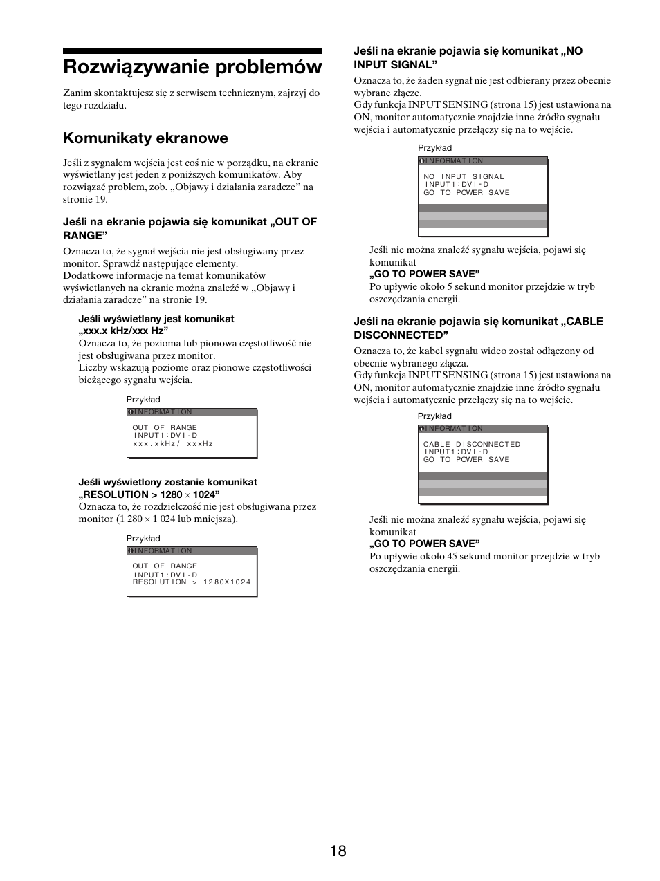 Rozwiązywanie problemów, Komunikaty ekranowe | Sony SDM-X95FB User Manual | Page 331 / 385