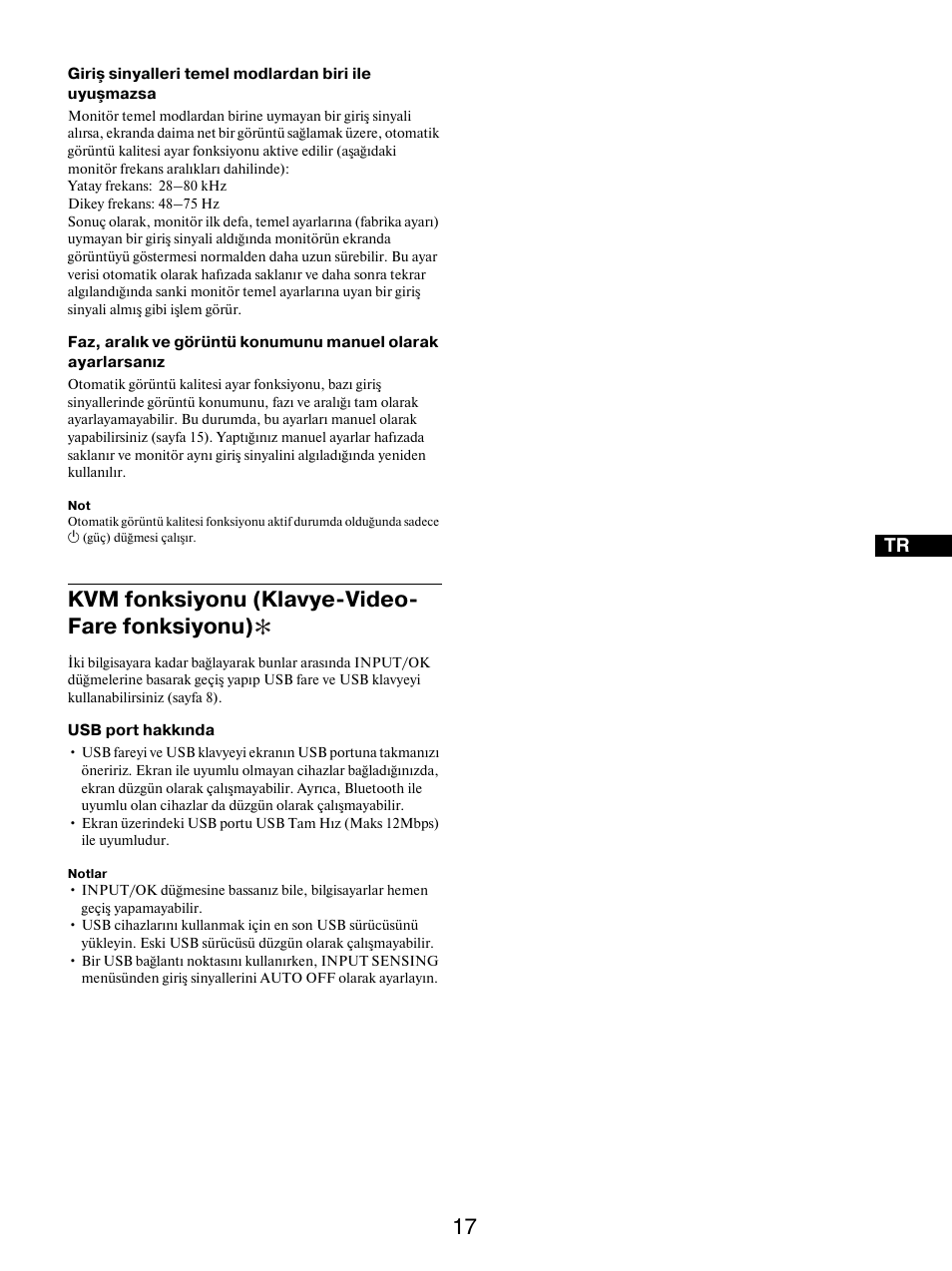 Kvm fonksiyonu (klavye-video-fare fonksiyonu), Kvm fonksiyonu (klavye video fare fonksiyonu) | Sony SDM-X95FB User Manual | Page 378 / 385